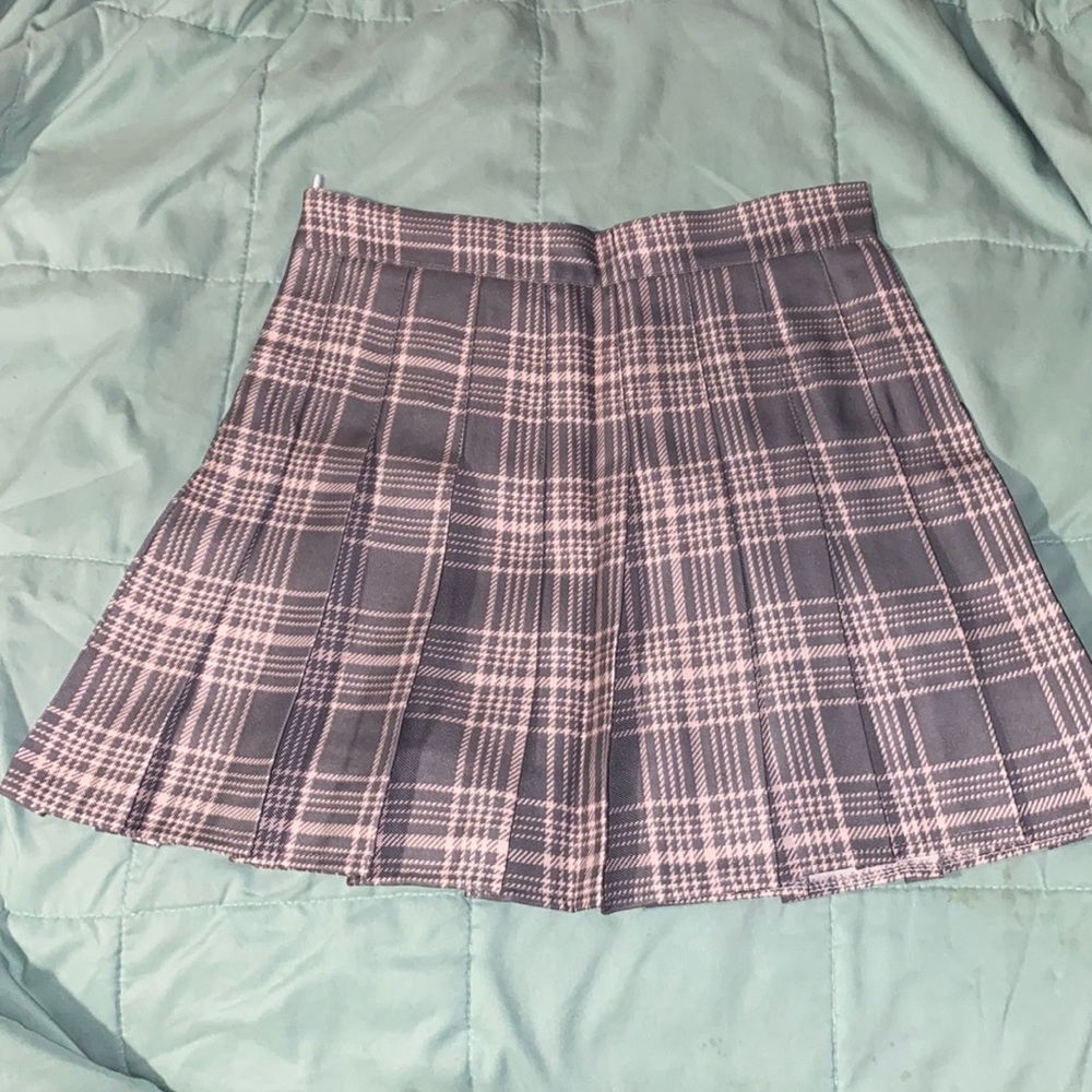Mini Pleated Plaid Skirt Grey